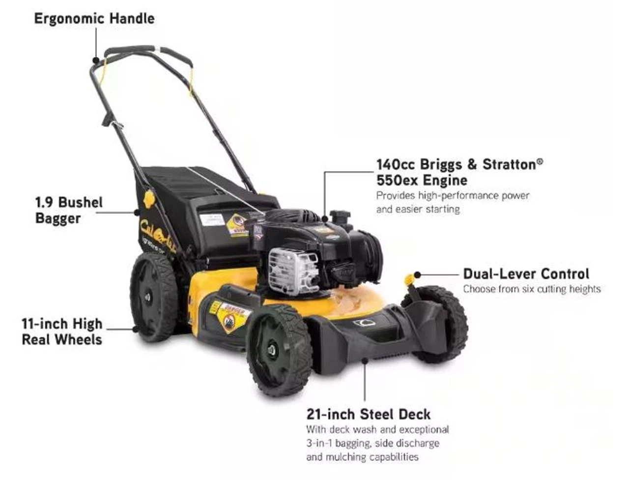 Cub Cadet 21 In. 140cc Briggs And Stratton Engine 3-In-1 Gas Walk Behind Push Lawn Mower - Image 4
