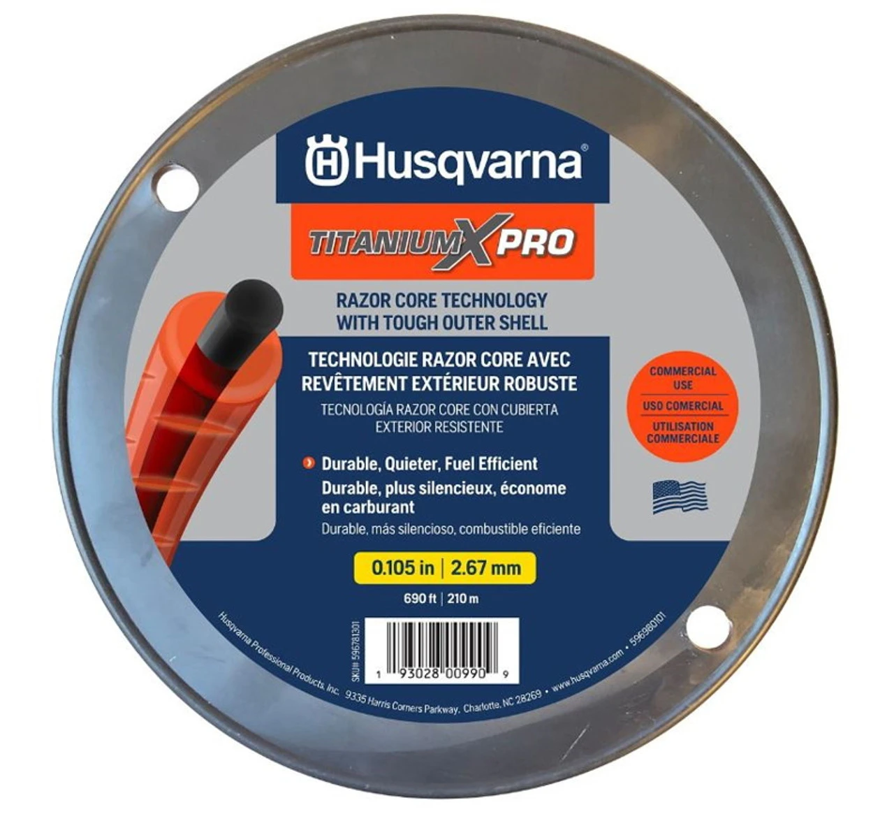 Husqvarna TitaniumX Pro Trimmer Line - .105in.X3LB Spool - 596781301 - Image 2