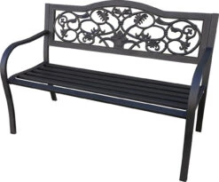 Backyard Expressions Black Scroll Garden Bench