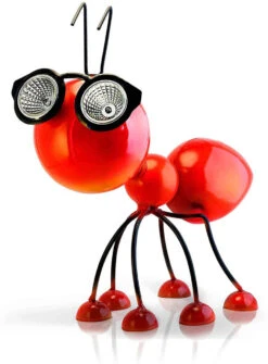 Metal Garden Art Decoration, Steel Red Ant Figurine With Solar Powered LED Lights For Yard, Patio, Lawn And Garden Decor And Ornament, Outdoor And Indoor Statue