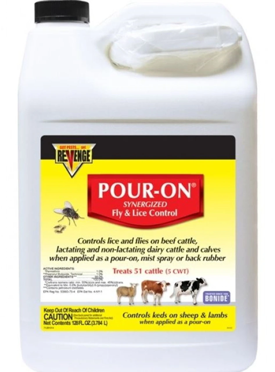 Revenge Pour-On Synergized Fly & Lice Control - 1 Gallon